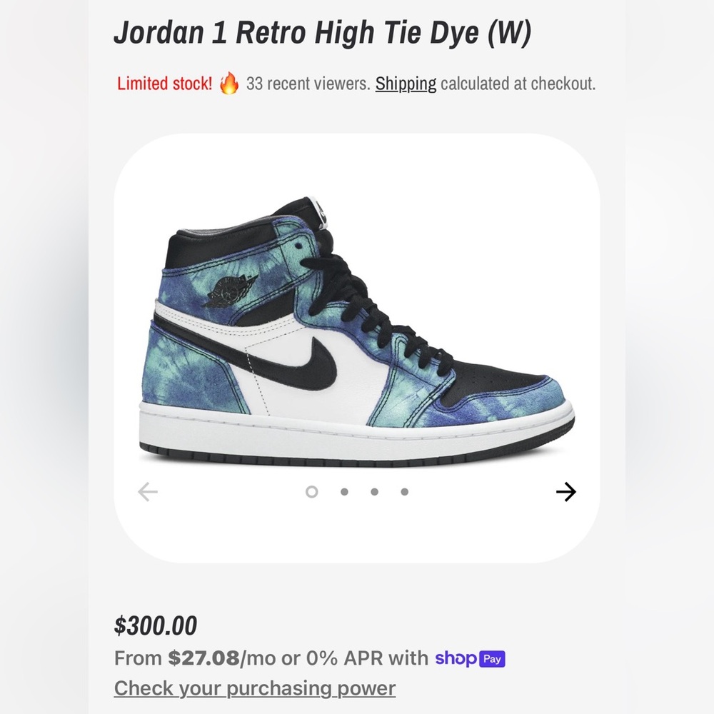 Nike Jordans - Tie Dye - Womens Size 10/Mens 8.5